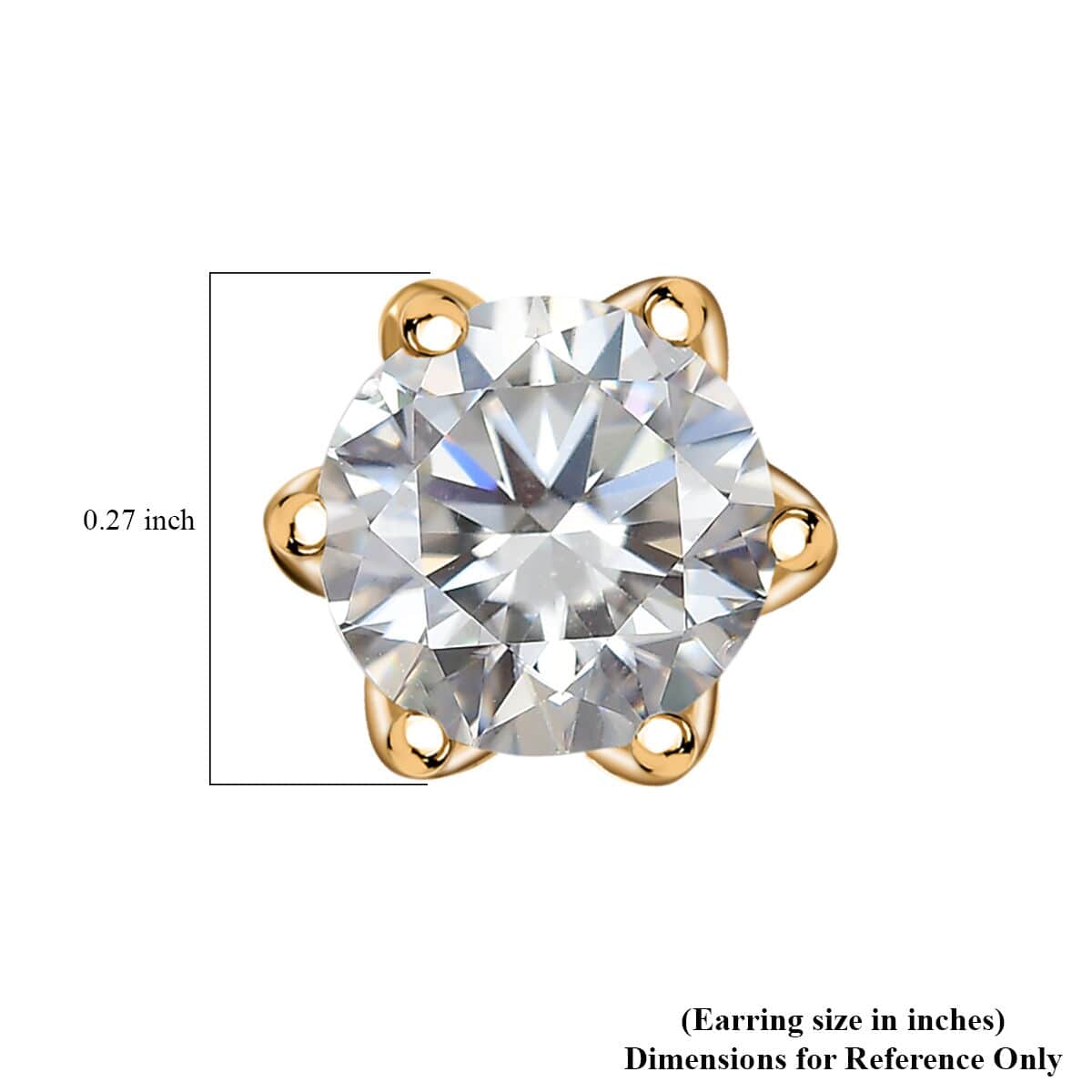 Moissanite Solitaire Stud Earrings in Vermeil YG Over Sterling Silver 1.53 ctw image number 4