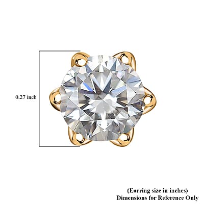 Moissanite Solitaire Stud Earrings in Vermeil YG Over Sterling Silver 1.53 ctw