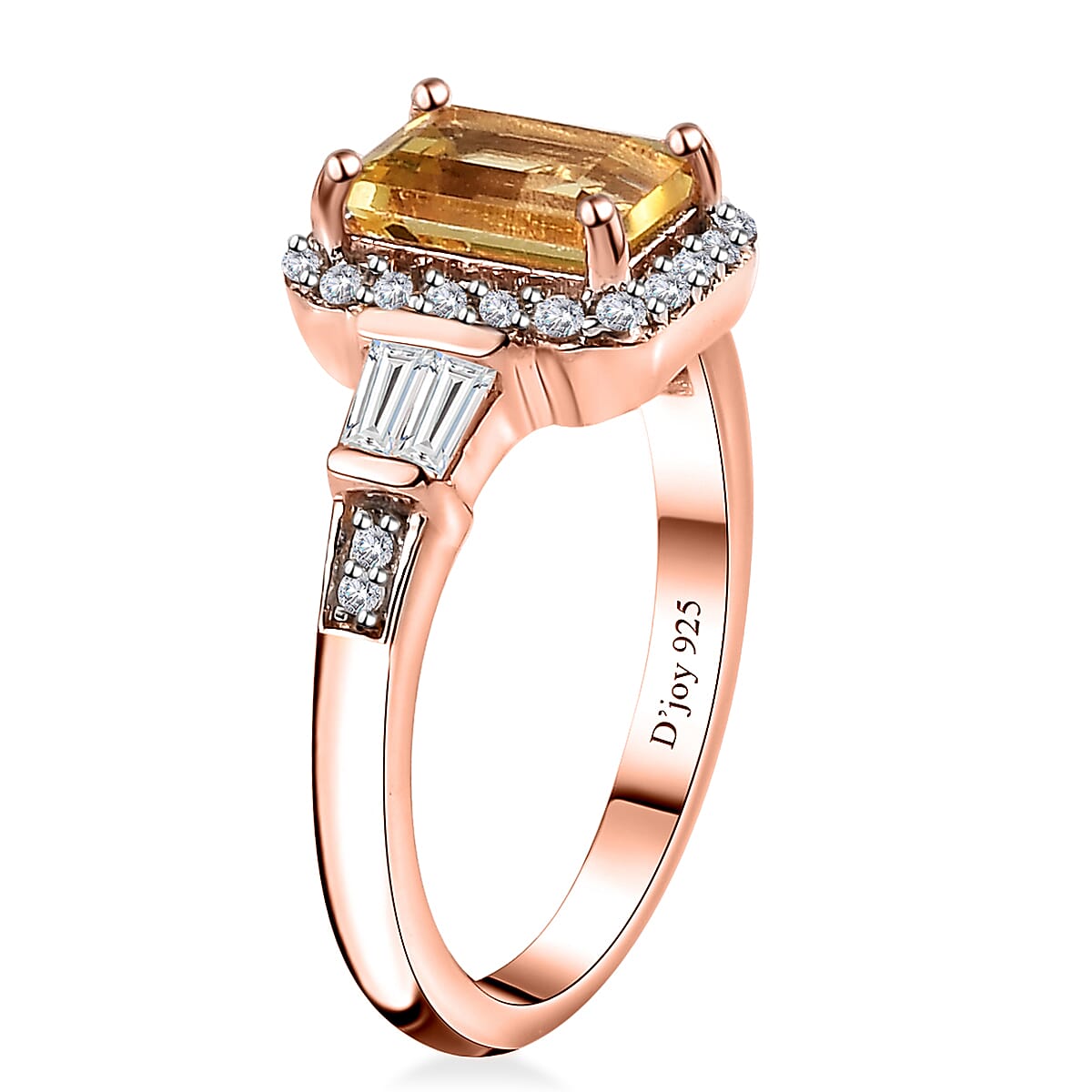 Premium Brazilian Heliodor and White Zircon Ring in Vermeil Rose Gold Over Sterling Silver (Size 9.0) 1.50 ctw image number 3