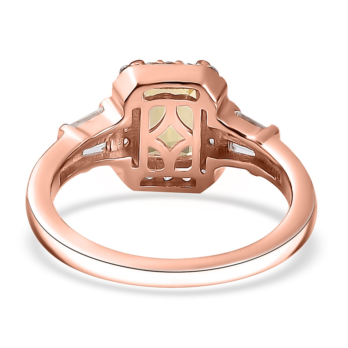 Premium Brazilian Heliodor and White Zircon Ring in Vermeil Rose Gold Over Sterling Silver (Size 9.0) 1.50 ctw image number 4