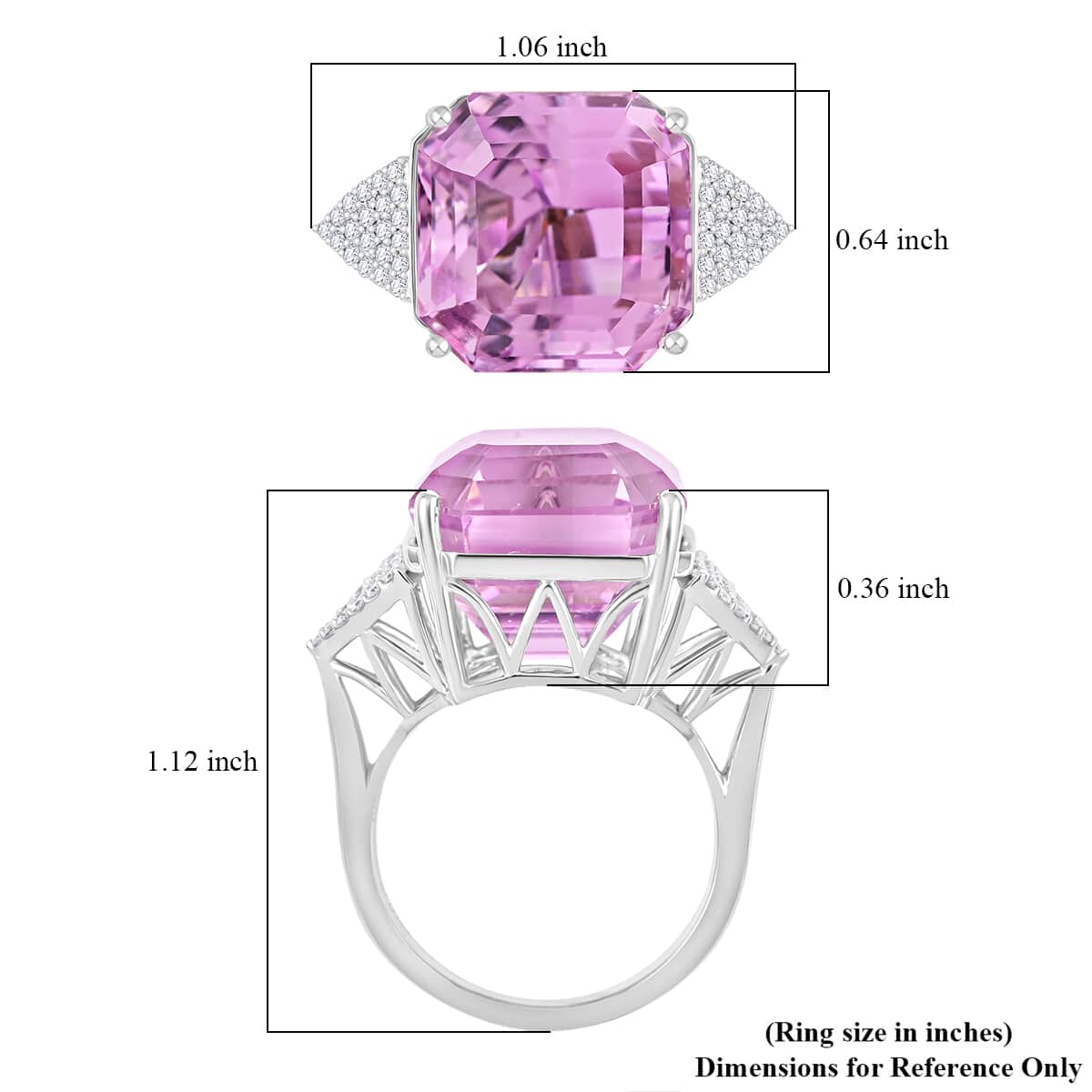 Certified & Appraised Rhapsody 950 Platinum Asscher Cut AAAA Patroke Kunzite and E-F VS Diamond Ring (Size 10.0) 7.75 Grams 19.50 ctw image number 5