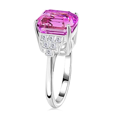 Certified & Appraised Rhapsody 950 Platinum AAAA Patroke Kunzite, Diamond (E-F, VS) (0.36 cts) Ring (Size 4.5) (6.90 g) 8.00 ctw