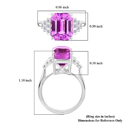 Certified & Appraised Rhapsody 950 Platinum AAAA Patroke Kunzite, Diamond (E-F, VS) (0.36 cts) Ring (Size 4.5) (6.90 g) 8.00 ctw