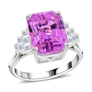 Rhapsody 950 Platinum AAAA Patroke Kunzite, Diamond (E-F, VS) (0.36 cts) Ring (Size 8.5) (6.90 g) 8.00 ctw