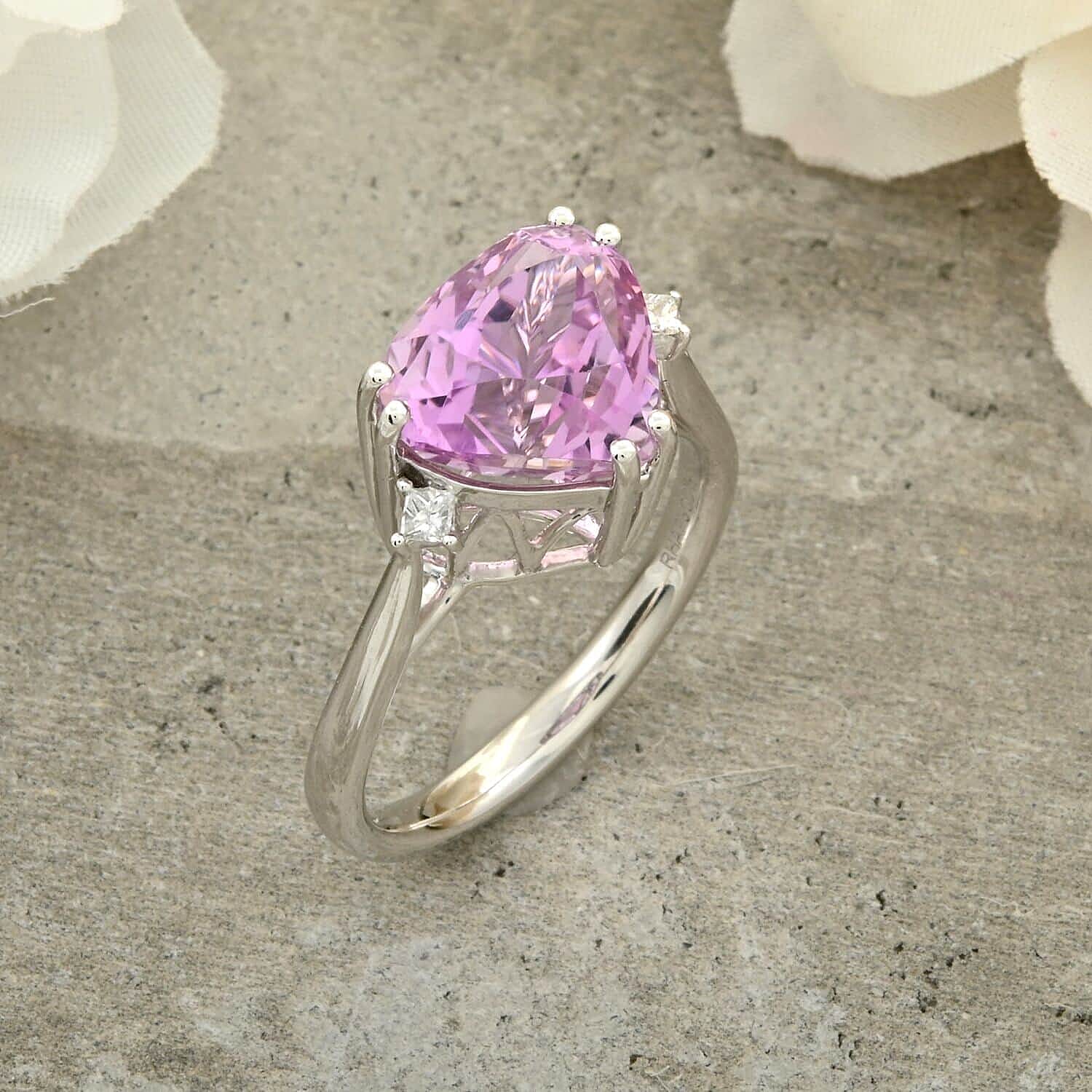 Certified & Appraised Rhapsody 950 Platinum AAAA Patroke Kunzite and E-F VS Diamond Ring (Size 10.0) 8.30 Grams 7.50 ctw