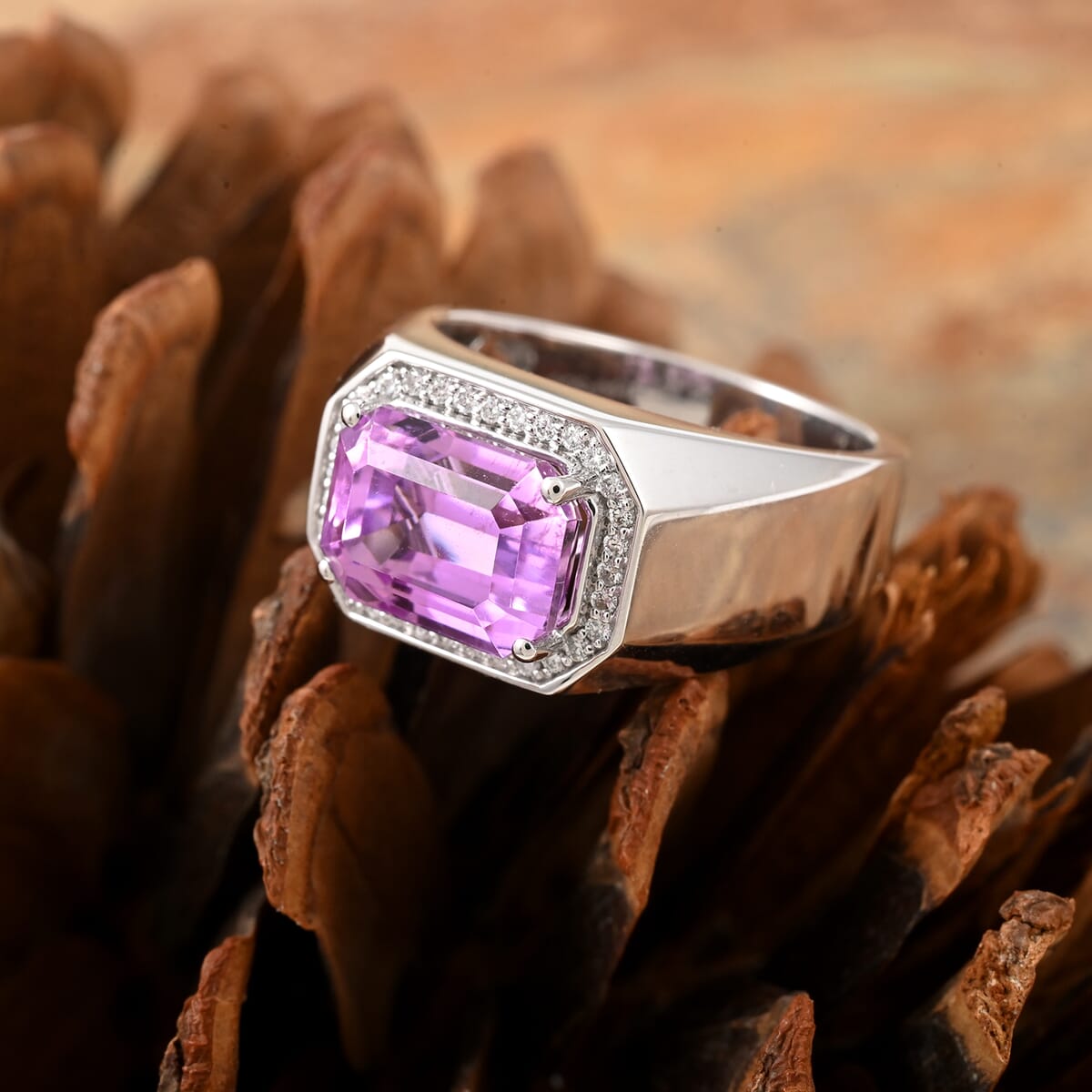 Certified & Appraised Rhapsody 950 Platinum AAAA Patroke Kunzite and E-F VS Diamond Ring (Size 9.0) 11.55 Grams 5.30 ctw image number 1