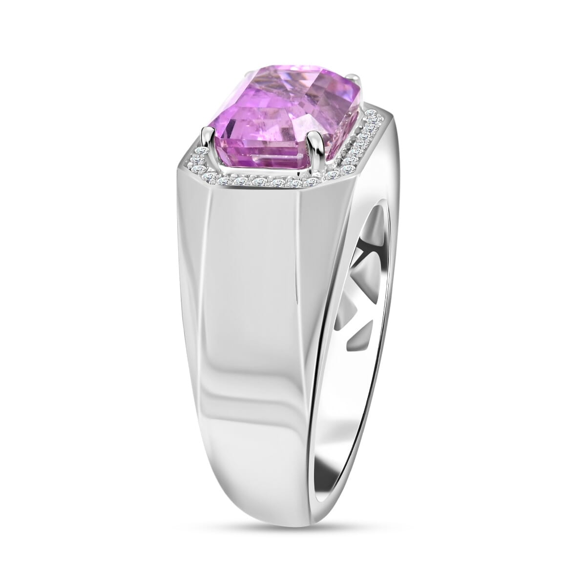 Certified & Appraised Rhapsody 950 Platinum AAAA Patroke Kunzite and E-F VS Diamond Ring (Size 9.0) 11.55 Grams 5.30 ctw image number 3