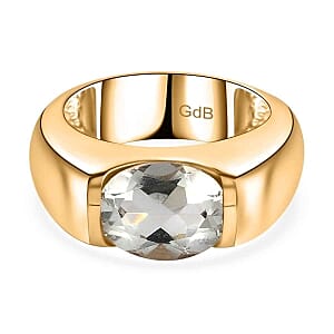 Prasiolite 2.16 ctw Ring in Goldtone (Size 11.5)