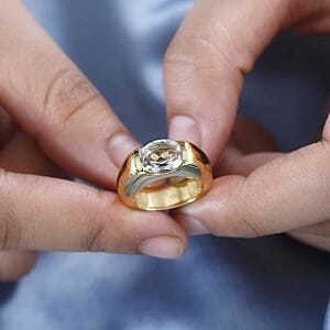 Prasiolite 2.16 ctw Ring in Goldtone (Size 11.5)