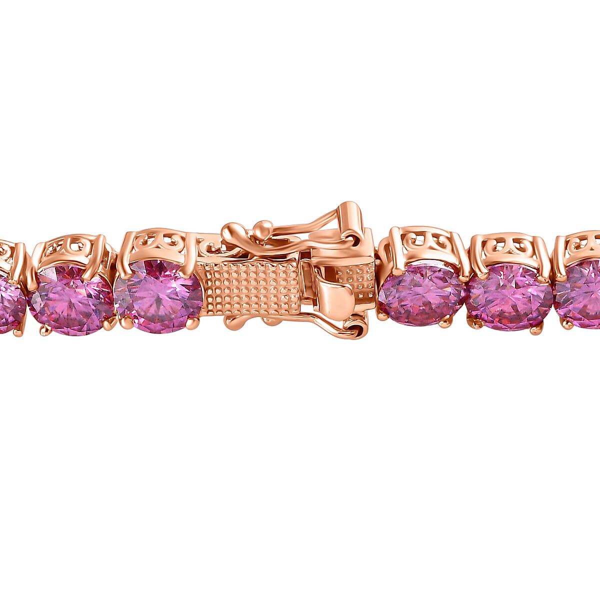 Pink Moissanite Tennis Bracelet in Vermeil Rose Gold Over Sterling Silver (6.50 In) 21.65 ctw image number 3