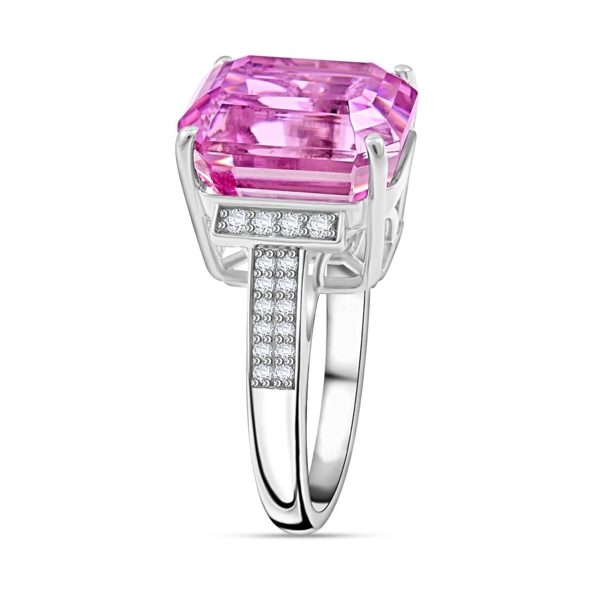 Certified & Appraised Rhapsody 950 Platinum AAAA Patroke Kunzite and E-F VS Diamond Ring (Size 7.0) 10.25 Grams 14.30 ctw image number 3