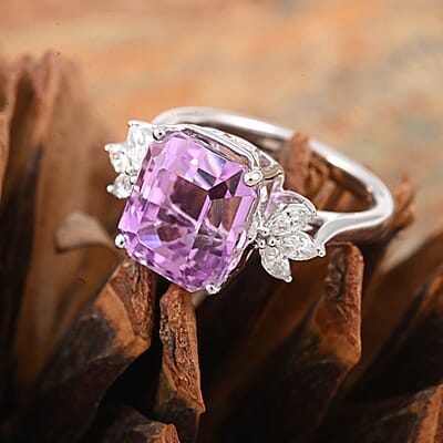 Certified & Appraised Rhapsody 950 Platinum AAAA Patroke Kunzite and E-F VS Diamond Ring (Size 10.0) 7.05 Grams 8.50 ctw
