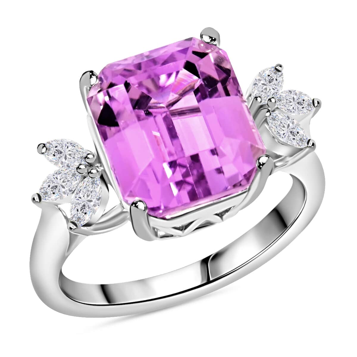 Certified & Appraised Rhapsody 950 Platinum AAAA Patroke Kunzite and E-F VS Diamond Ring (Size 6.0) 7.05 Grams 8.50 ctw image number 0