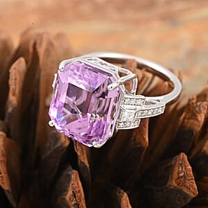 Rhapsody AAAA Patroke Kunzite, Diamond Ring in 950 Platinum 20.30 ctw (Size 6.0)