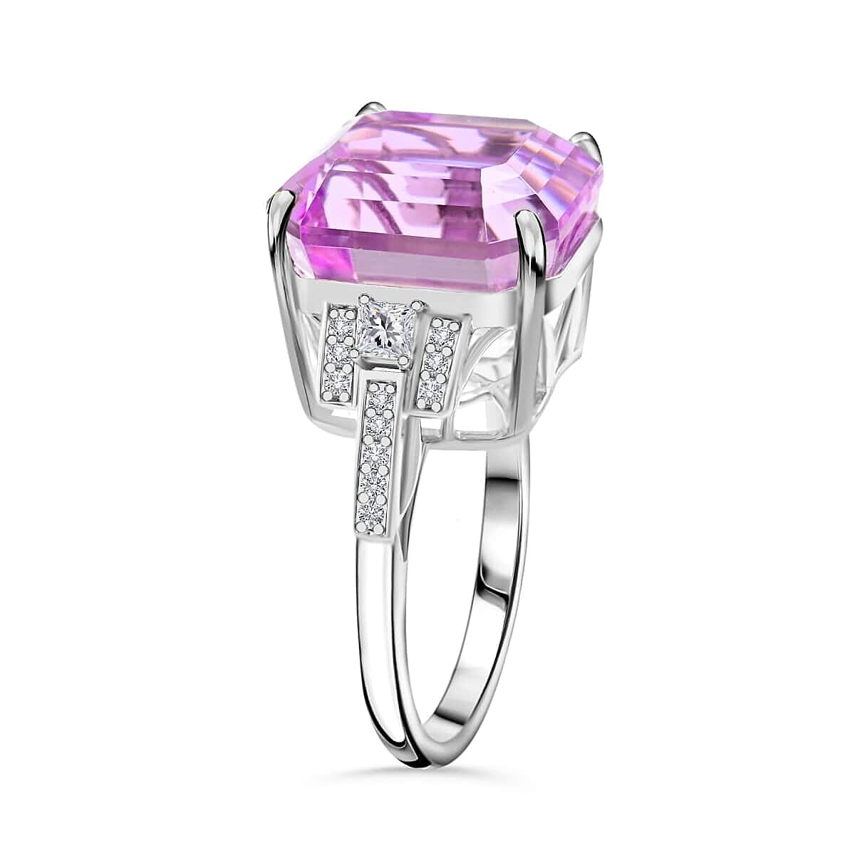 Certified & Appraised Rhapsody 950 Platinum AAAA Patroke Kunzite, Diamond (E-F, VS) (0.41 cts) Ring (Size 7.5) (9.90 g) 20.30 ctw image number 3