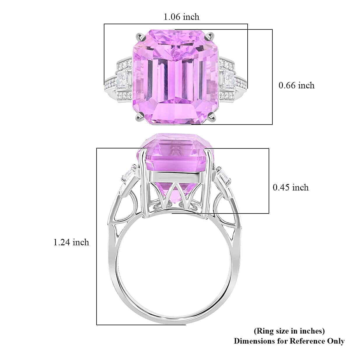 Certified & Appraised Rhapsody 950 Platinum AAAA Patroke Kunzite, Diamond (E-F, VS) (0.41 cts) Ring (Size 7.5) (9.90 g) 20.30 ctw image number 4