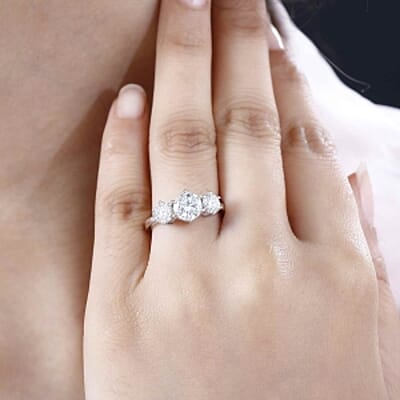 Moissanite 2.00 ctw Ring in Rhodium Over Sterling Silver (Size 9.0)