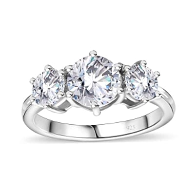 Moissanite 2.00 ctw Ring in Rhodium Over Sterling Silver (Size 9.0)