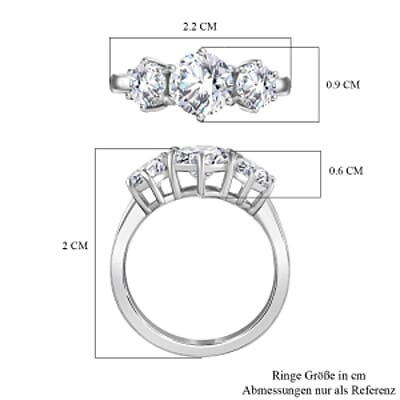 Moissanite 2.00 ctw Ring in Rhodium Over Sterling Silver (Size 9.0)