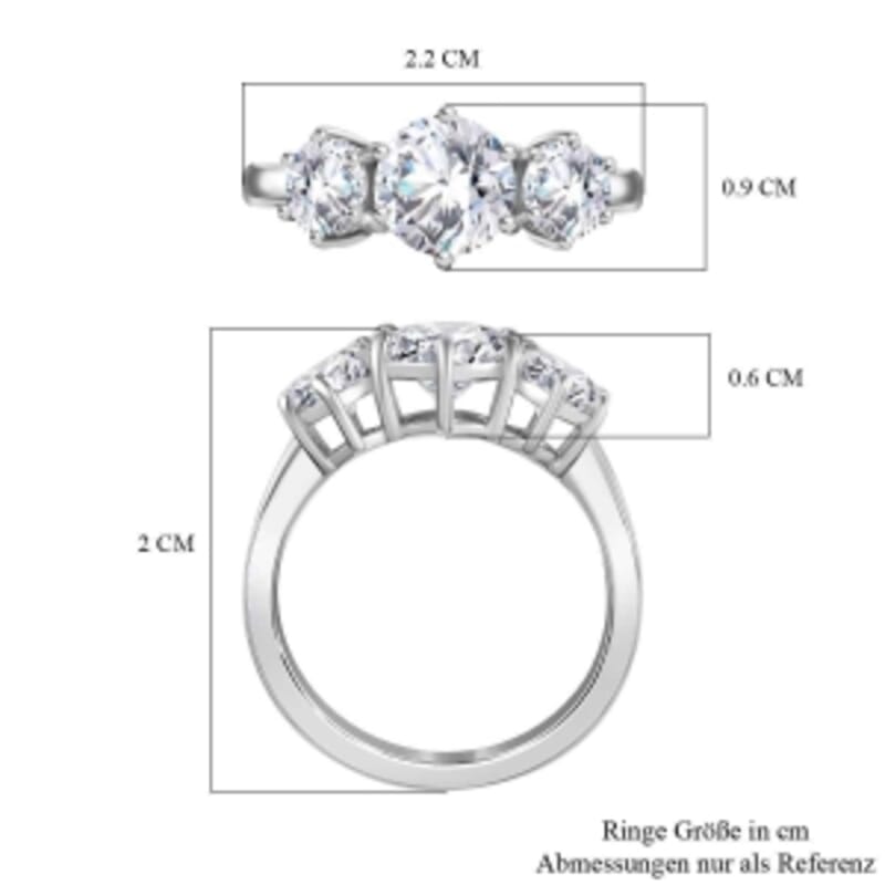 Moissanite 2.00 ctw Ring in Rhodium Over Sterling Silver (Size 9.0)