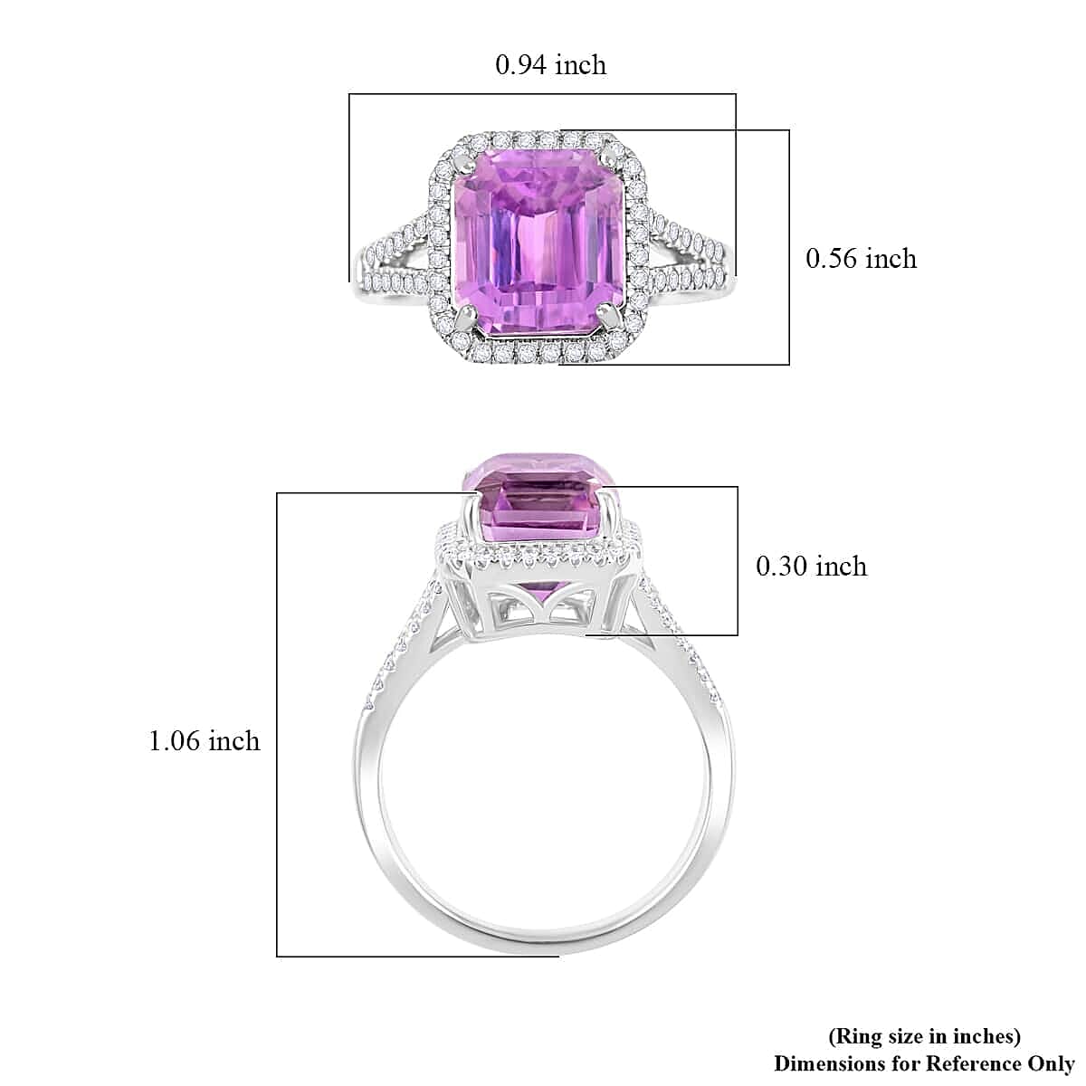 Certified & Appraised Rhapsody 950 Platinum AAAA Patroke Kunzite, Diamond (E-F, VS) (0.35 cts) Ring (Size 7.5) (7.50 g) 5.75 ctw image number 4