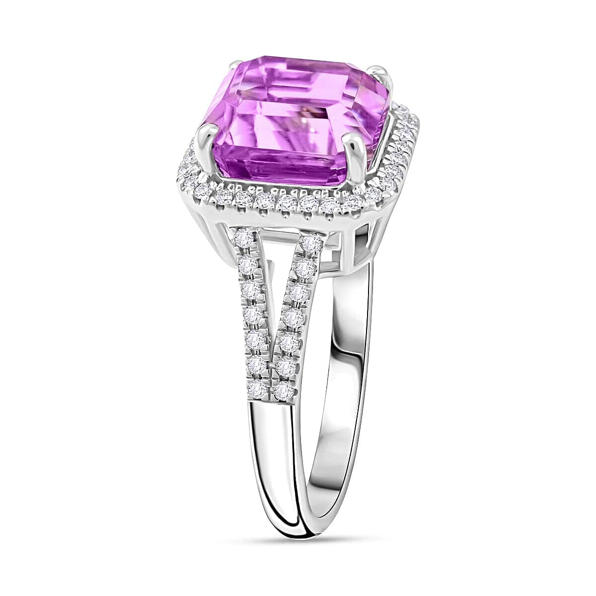 Certified & Appraised Rhapsody 950 Platinum AAAA Patroke Kunzite, Diamond (E-F, VS) (0.35 cts) Ring (Size 9.5) (7.50 g) 5.75 ctw image number 3