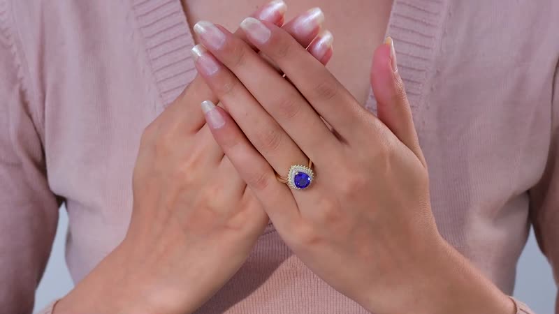 Luxoro 14K Yellow Gold AAA Tanzanite and I2 Natural Yellow and White Diamond Ring (Size 7.0) 4 Grams 3.30 ctw