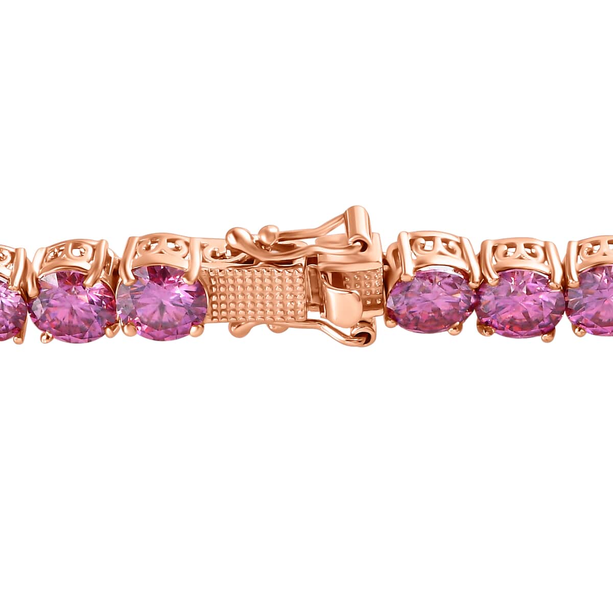 Pink Moissanite Tennis Bracelet in Vermeil Rose Gold Over Sterling Silver (8.00 In) 27.25 ctw image number 3