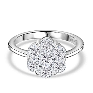 Moissanite 1.26 ctw Ring in Rhodium Over Sterling Silver (Size 8.0)