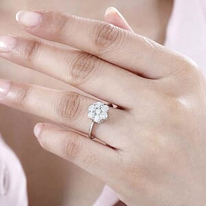 Moissanite 1.26 ctw Ring in Rhodium Over Sterling Silver (Size 8.0)