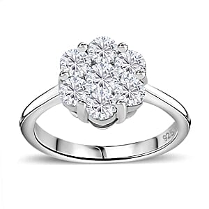 Moissanite 1.26 ctw Ring in Rhodium Over Sterling Silver (Size 8.0)