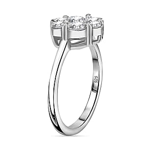 Moissanite 1.26 ctw Ring in Rhodium Over Sterling Silver (Size 8.0)