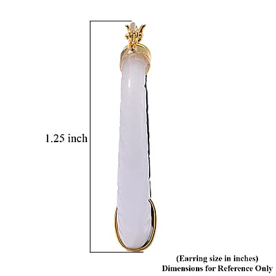 Natural White Jade and Black Jade (D) 104.00 ctw Hoop Earrings in Vermeil Yellow Gold Over Sterling Silver 