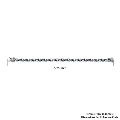 Cambodian Blue Zircon and Morro Redondo Pink Tourmaline Tennis Bracelet in Platinum Over Sterling Silver (6.50 In) 14.80 ctw