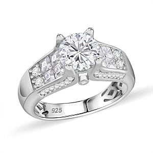 Moissanite 2.75 ctw Ring in Rhodium Over Sterling Silver (Size 6.5)