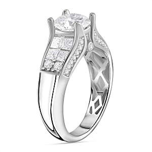 Moissanite 2.75 ctw Ring in Rhodium Over Sterling Silver (Size 6.5)