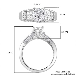 Moissanite 2.75 ctw Ring in Rhodium Over Sterling Silver (Size 10)