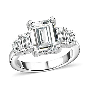 Moissanite 3.31 ctw Ring in Rhodium Over Sterling Silver (Size 8)
