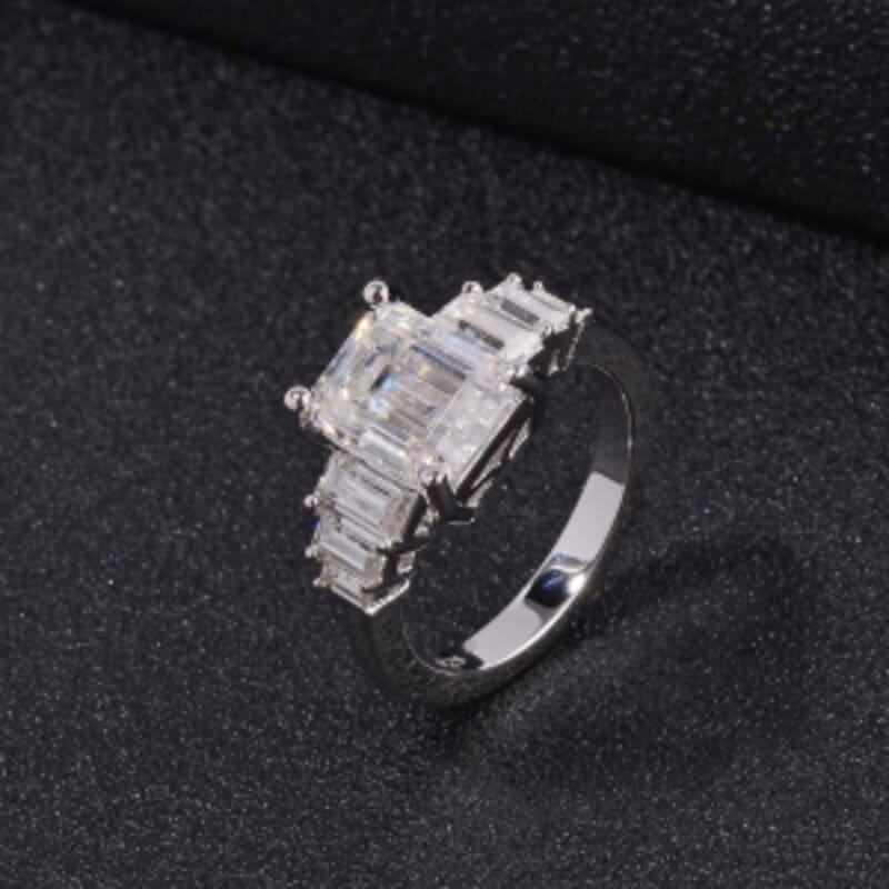 Moissanite 3.31 ctw Ring in Rhodium Over Sterling Silver (Size 8)