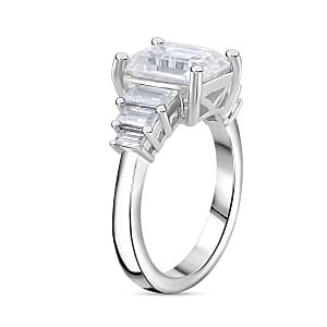 Moissanite 3.31 ctw Ring in Rhodium Over Sterling Silver (Size 8)