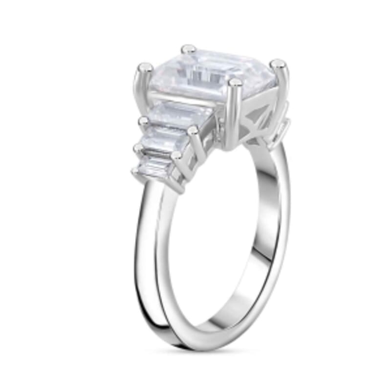 Moissanite 3.31 ctw Ring in Rhodium Over Sterling Silver (Size 8)