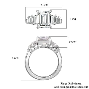 Moissanite 3.31 ctw Ring in Rhodium Over Sterling Silver (Size 8)
