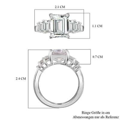 Moissanite 3.31 ctw Ring in Rhodium Over Sterling Silver (Size 8)