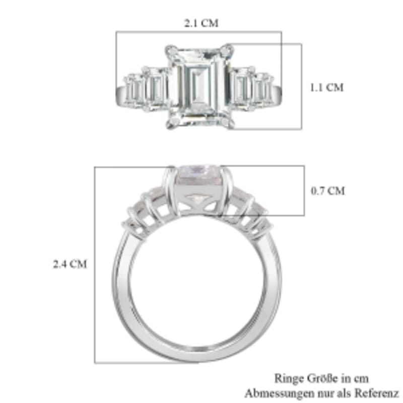 Moissanite 3.31 ctw Ring in Rhodium Over Sterling Silver (Size 8)