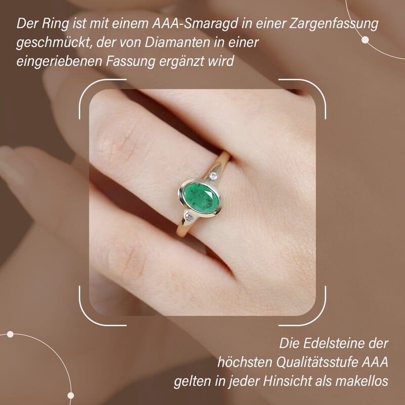 AAA Kagem Zambian Emerald and Diamond I2 1.25 ctw Ring in 14K Yellow Gold (Size 11.5)
