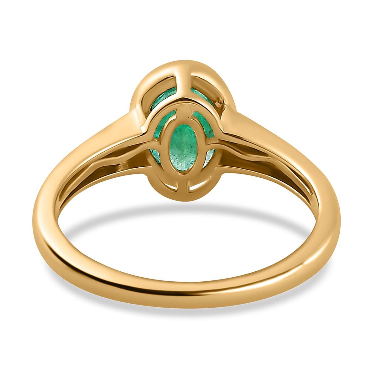 AAA Kagem Zambian Emerald and Diamond I2 1.25 ctw Ring in 14K Yellow Gold (Size 11.5)