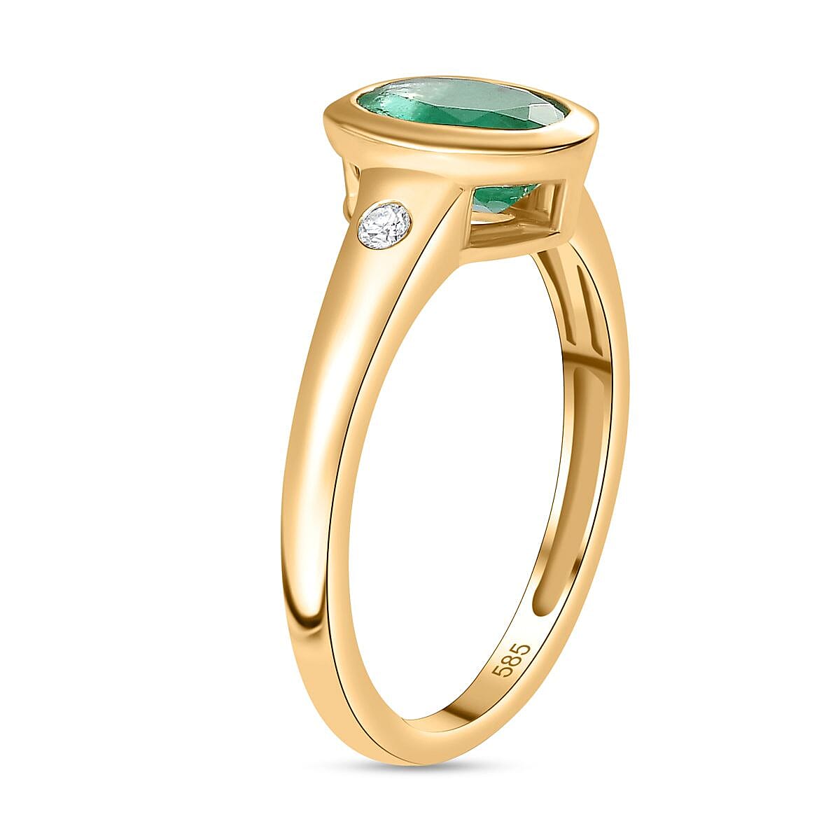 AAA Kagem Zambian Emerald and Diamond I2 1.25 ctw Ring in 14K Yellow Gold (Size 11.5)