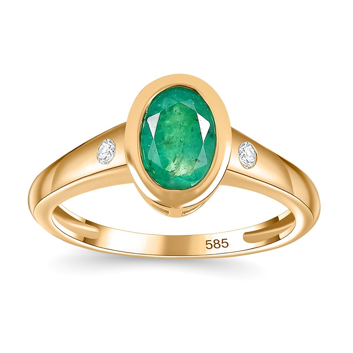 AAA Kagem Zambian Emerald and Diamond I2 1.25 ctw Ring in 14K Yellow Gold (Size 11.5)