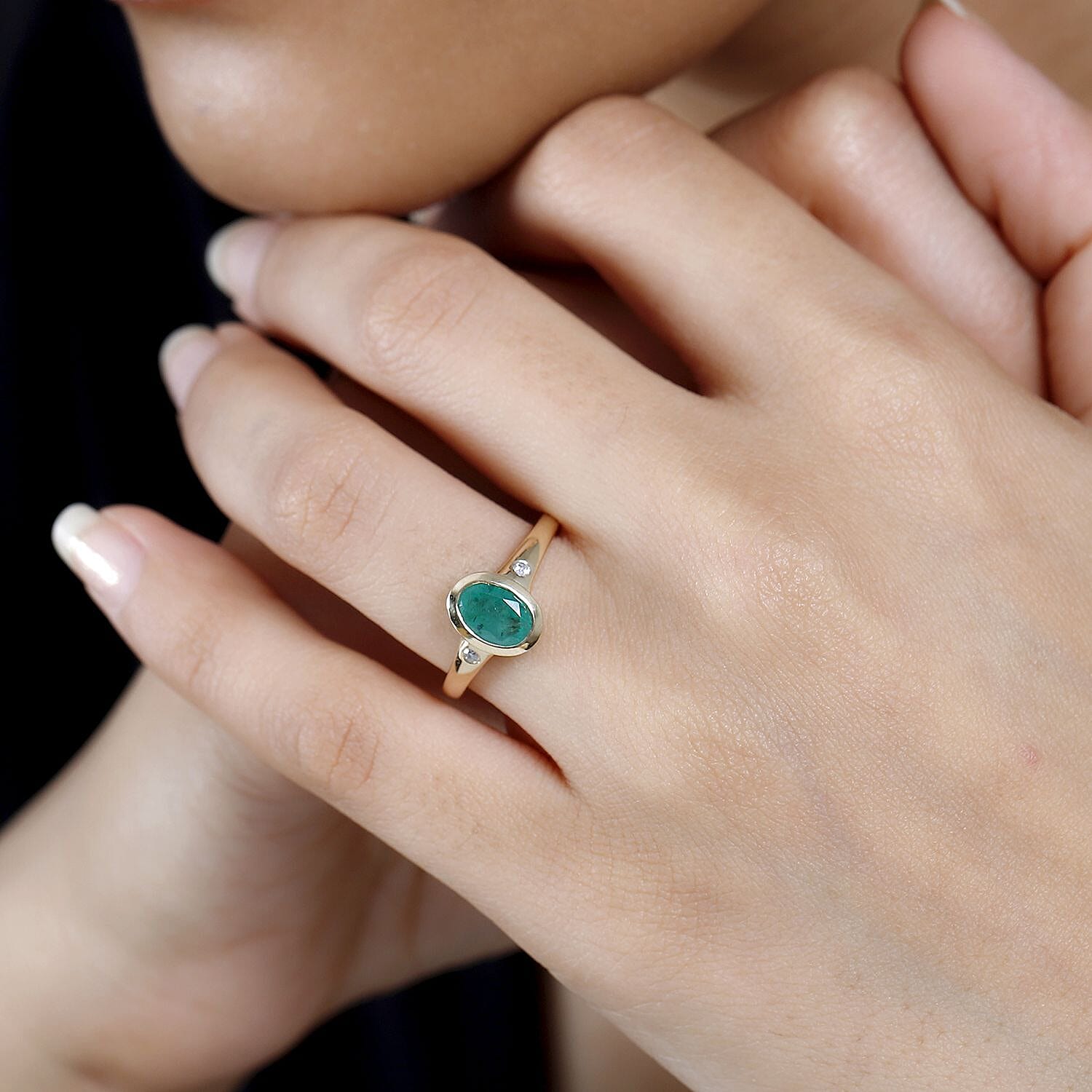 AAA Kagem Zambian Emerald and Diamond I2 1.25 ctw Ring in 14K Yellow Gold (Size 11.5)
