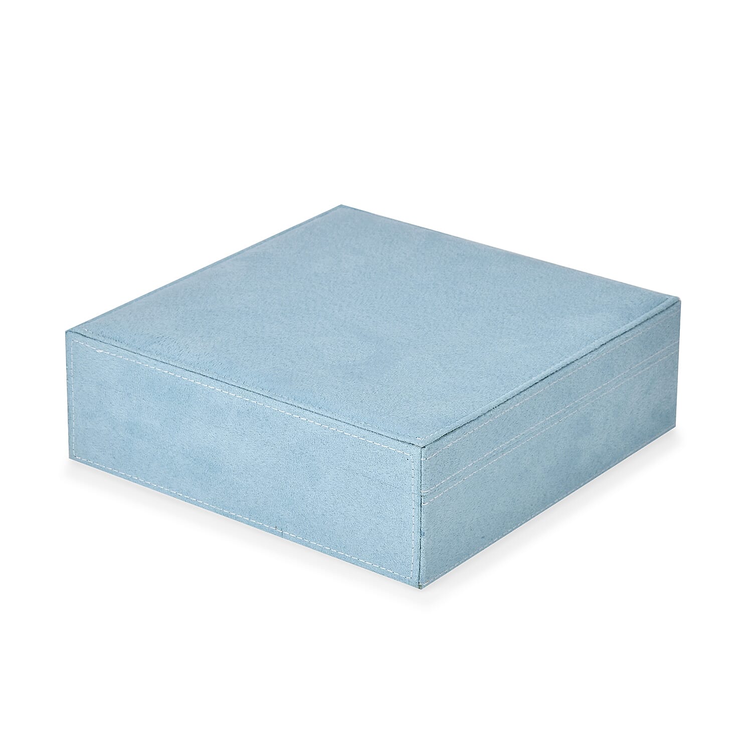 Light Green 2 Tier Faux Velvet Multiple Compartment Jewelry Box with Lock and Key